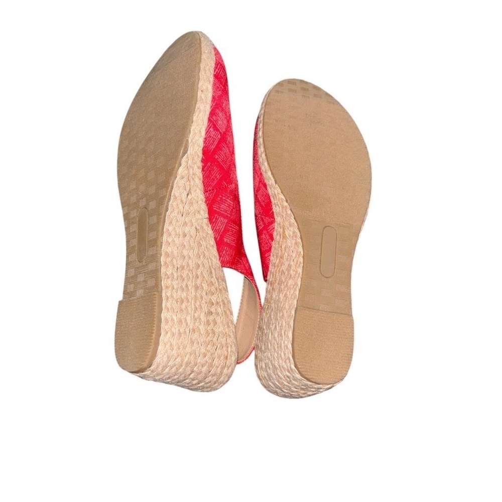 True Barefoot Wedge Heels Womens 8.5 Red Textured Slingback Espadrille baretraps - Picture 6 of 8